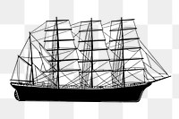 Ship png sticker, vehicle vintage illustration on transparent background. Free public domain CC0 image.