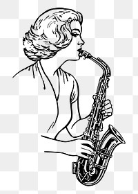 Saxophonist png sticker, musician vintage illustration on transparent background. Free public domain CC0 image.