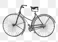 Bicycle png sticker, vehicle vintage illustration on transparent background. Free public domain CC0 image.