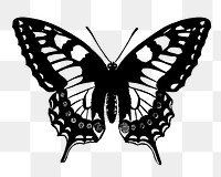 Butterfly silhouette png sticker, insect vintage illustration on transparent background. Free public domain CC0 image.