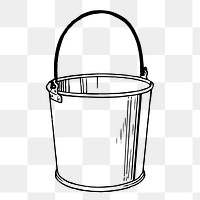 Bucket png sticker, object vintage illustration on transparent background. Free public domain CC0 image.