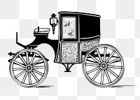 Brougham carriage png sticker, transportation vintage illustration on transparent background. Free public domain CC0 image.
