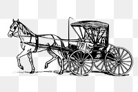 Horse and buggy png sticker, carriage vintage illustration on transparent background. Free public domain CC0 image.