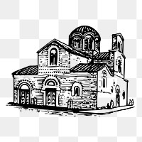 Building png sticker, Byzantine architecture vintage illustration on transparent background. Free public domain CC0 image.