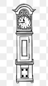 Grandfather clock png sticker, object vintage illustration on transparent background. Free public domain CC0 image.