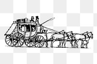 Horse carriage png sticker, transportation vintage illustration on transparent background. Free public domain CC0 image.