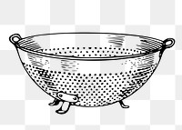 Colander png sticker, kitchen utensil, vintage illustration on transparent background. Free public domain CC0 image.