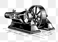 Engine png sticker, machine vintage illustration on transparent background. Free public domain CC0 image.