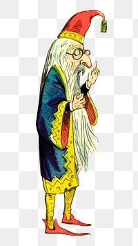 Bearded wizard png sticker, vintage illustration on transparent background. Free public domain CC0 image.