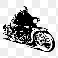 Biker png sticker, hobby, transportation vintage illustration on transparent background. Free public domain CC0 image.