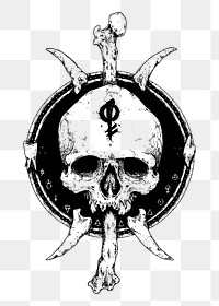 Devil worship png skull sticker, vintage occult symbol illustration on transparent background. Free public domain CC0 image.