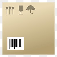 PNG fragile cardboard box sticker, transparent background. Free public domain CC0 image.