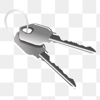 Gray keys png sticker, transparent background. 