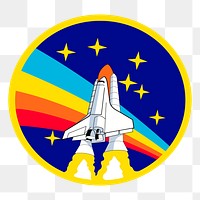 Spaceship badge png sticker, transparent background. Free public domain CC0 image.