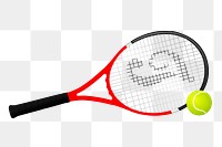 Tennis racket & ball png sticker clipart, transparent background. Free public domain CC0 image.