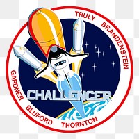 PNG Challenger spaceship launch sticker, transparent background. Free public domain CC0 image.