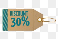 30% discount tag png sticker, transparent background. Free public domain CC0 image.