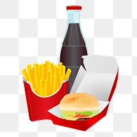 Junk food meal png sticker clipart, transparent background. Free public domain CC0 image.