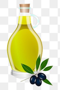 Olive oil bottle png sticker, transparent background. Free public domain CC0 image.