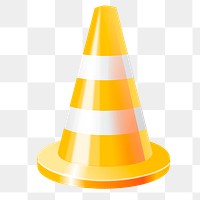 Yellow traffic cone png sticker, transparent background. Free public domain CC0 image.