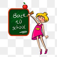 Back to school png cartoon drawing, transparent background. Free public domain CC0 image.