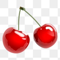 Realistic cherries png sticker, transparent background. Free public domain CC0 image.