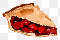 Cherry pie slice png sticker clipart, transparent background. Free public domain CC0 image.