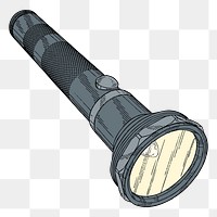 Flashlight torch png color drawing, transparent background. Free public domain CC0 image.