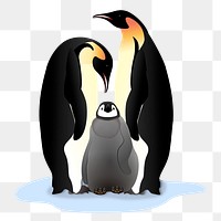 Penguin family png sticker clipart, transparent background. Free public domain CC0 image.