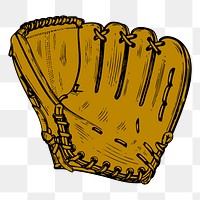 Baseball glove png sticker sports illustration, transparent background. Free public domain CC0 image.