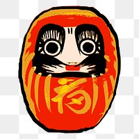 Japanese Daruma doll png sticker object illustration, transparent background. Free public domain CC0 image.