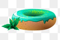 Green donut png sticker food illustration, transparent background. Free public domain CC0 image.