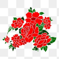 Red flowers png sticker nature illustration, transparent background. Free public domain CC0 image.