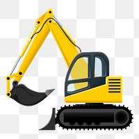 Excavator png sticker, construction illustration, transparent background. Free public domain CC0 image.