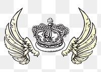 PNG wings and crown sticker illustration, transparent background. Free public domain CC0 image.