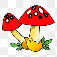 Red mushrooms png sticker illustration, transparent background. Free public domain CC0 image.