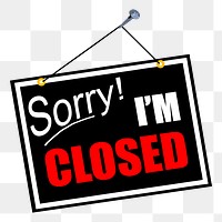 Closed sign png sticker object illustration, transparent background. 