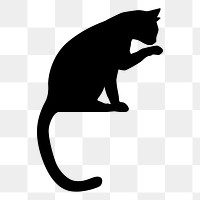 Cat silhouette png sticker animal illustration, transparent background. Free public domain CC0 image.