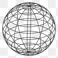 Wireframe globe png sticker, geography illustration, transparent background. Free public domain CC0 image.