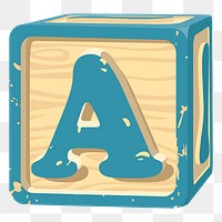 PNG wooden letter block sticker, kid toy illustration, transparent background. Free public domain CC0 image.