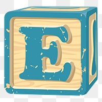 PNG wooden letter block sticker, kid toy illustration, transparent background. Free public domain CC0 image.