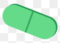 Green pill png sticker, health illustration, transparent background. Free public domain CC0 image.