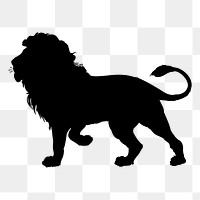 Silhouette lion png sticker wildlife illustration, transparent background. Free public domain CC0 image.