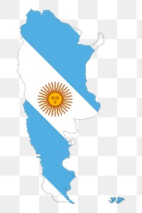 Argentina map flag png sticker geography illustration, transparent background. Free public domain CC0 image.