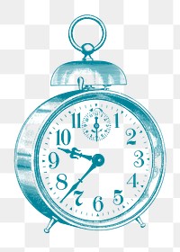 Alarm clock png sticker, vintage object illustration, transparent background