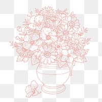 Png flower vase, sticker, vintage illustration, transparent background