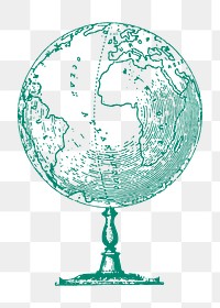 Vintage globe png sticker, education illustration, transparent background