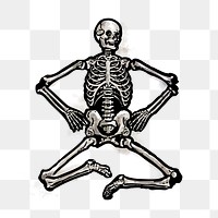 Human skeleton png sticker, watercolor illustration, transparent background