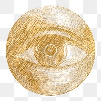 Gold eye png sticker, mystical art, aesthetic illustration, transparent background