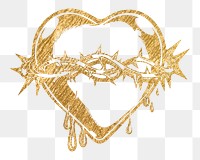 Sacred heart png sticker, gold aesthetic illustration, transparent background